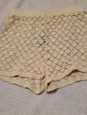 Elan Cream Crochet Lace Lounge Shorts